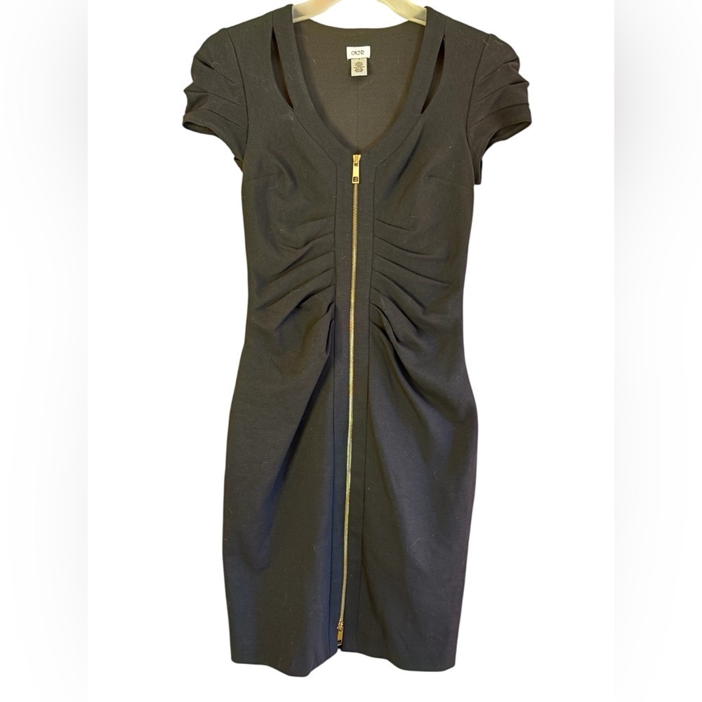 Cache Elegant Black Mini Dress with Gold Accent